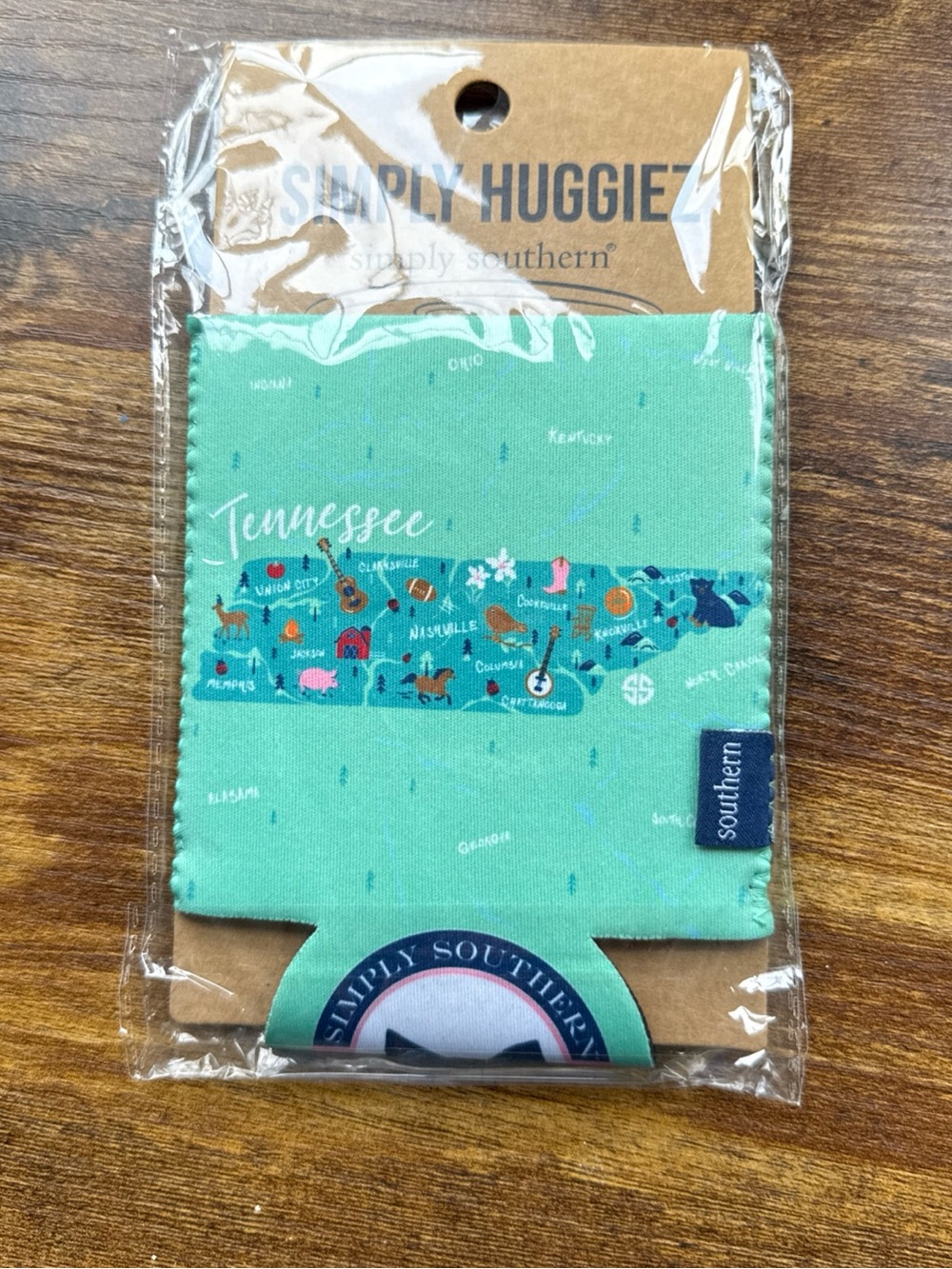 Simply Southern Tennessee Koozie. Simply Huggiez. Green W Tennessee State & City